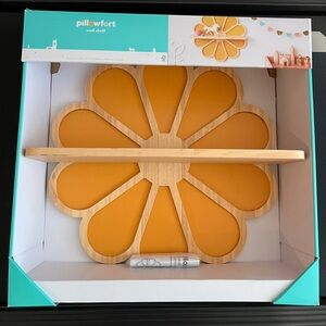 Pillowfort Orange Flower Wall Shelf with Natural Wood